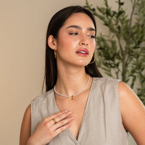 Collar Letra Inicial Perla Bañado en Oro de 18K