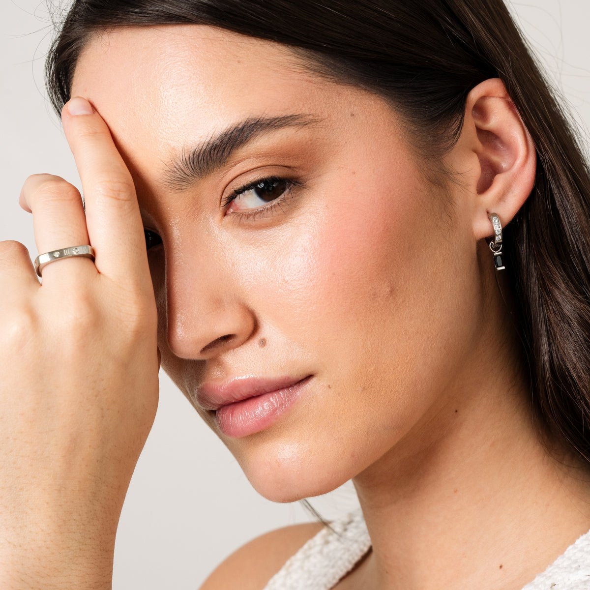 Aro Argola Black Diamond - Plata