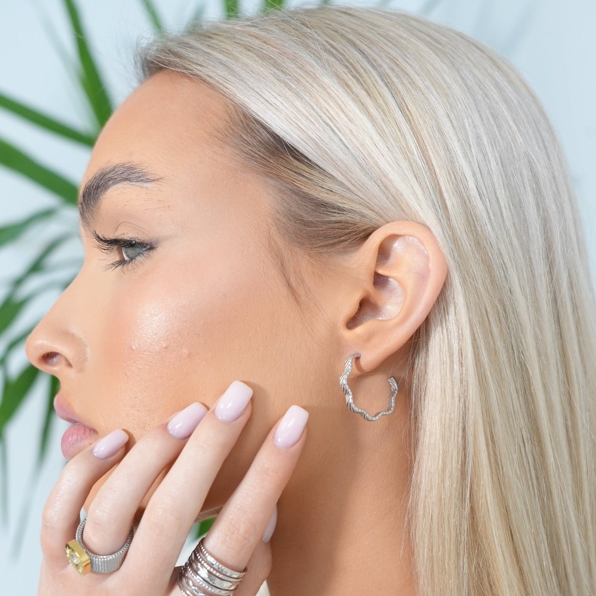 Aro Argola Wavy Texture - Plata