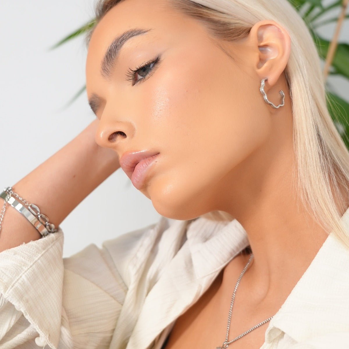 Aro Argola Wavy Texture - Plata