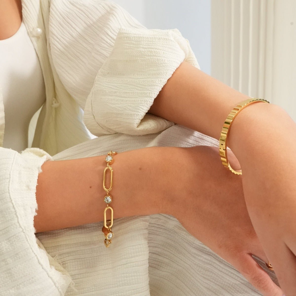 Pulsera Crystal Link Bañada en Oro 18k