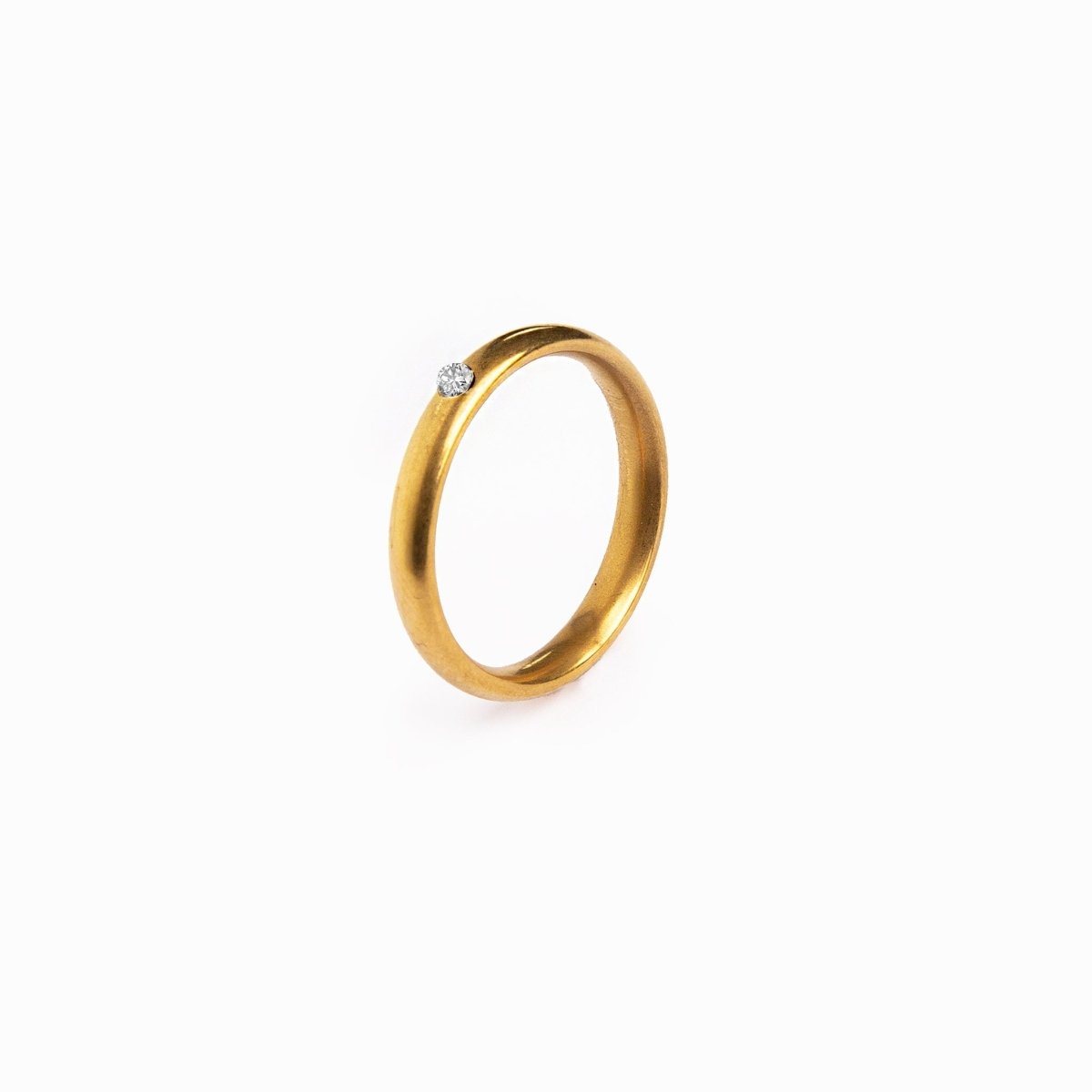 Anillo Cristal Solitário Bañado en Oro 18K