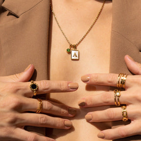 Anillo Olho Grego Ajustable Bañado en Oro 18K