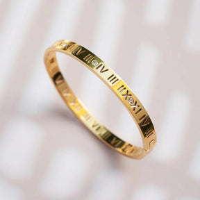 Brazalete Algarismo Romanos Bañado en Oro 18K