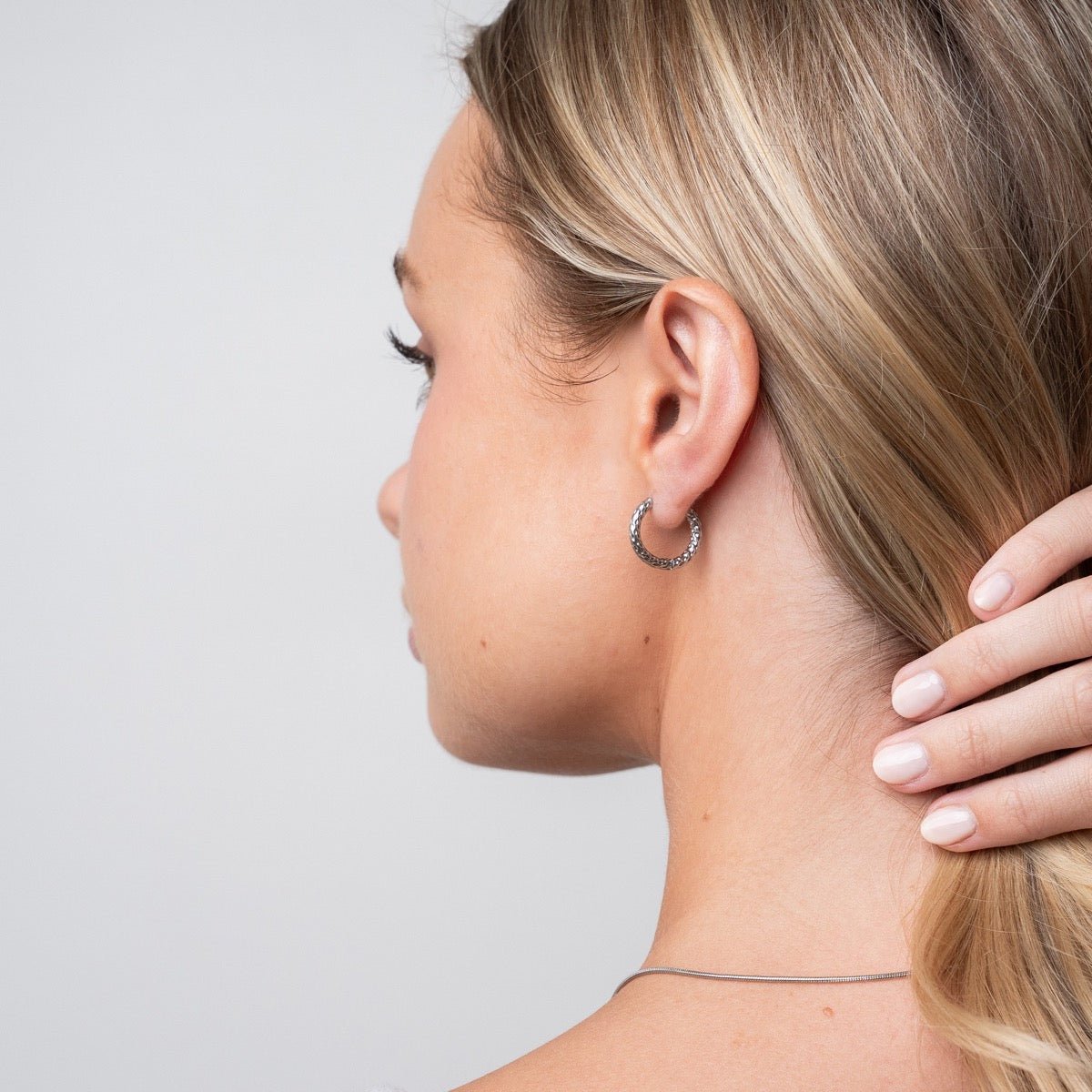 Aro de Argola Texturizado - Plata