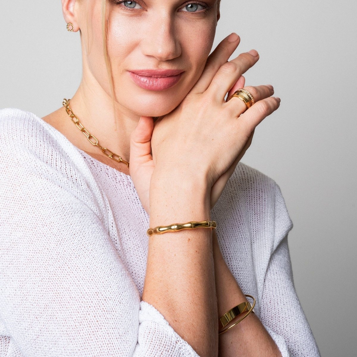 Brazalete Bamboo Bañado en Oro 18k