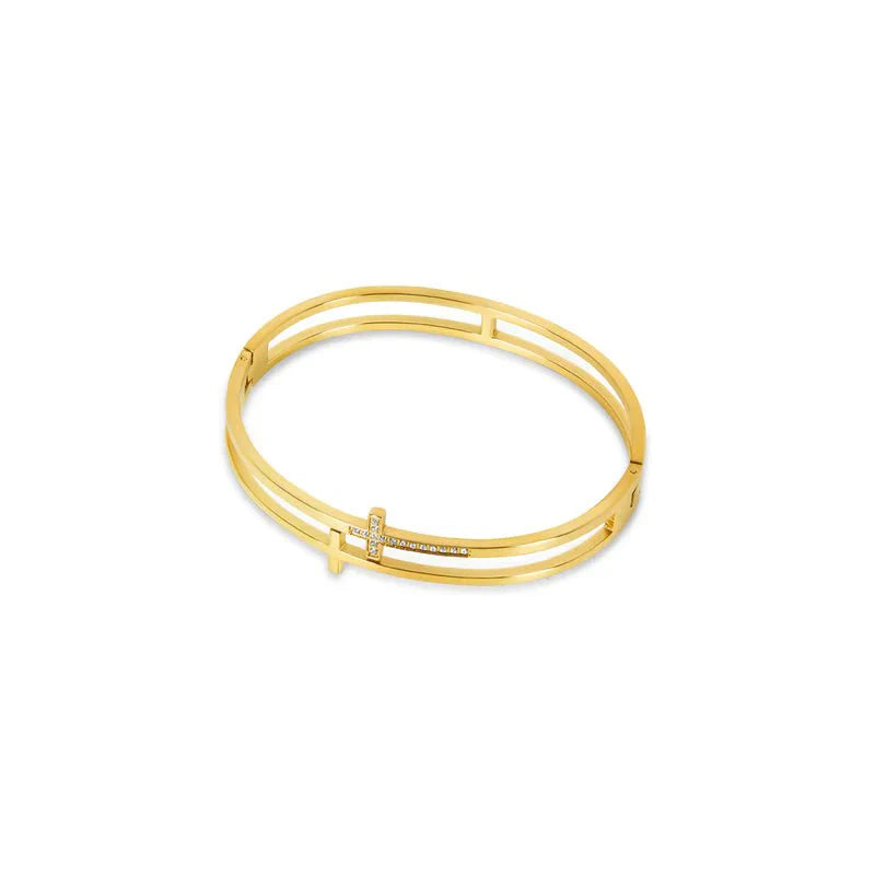 Brazalete Cruz Bañado en Oro 18k