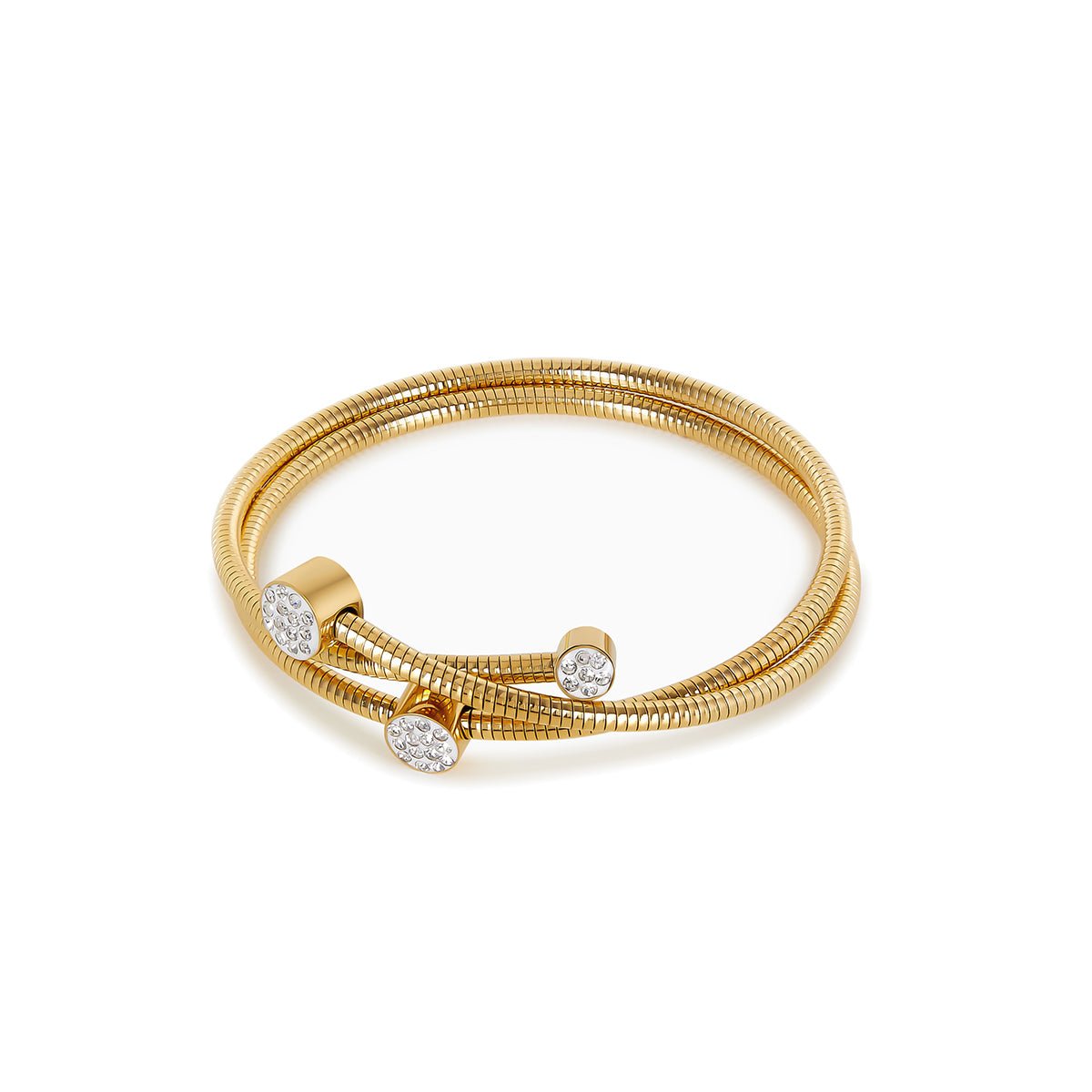 Brazalete Espiral Cristais Bañado en Oro 18k
