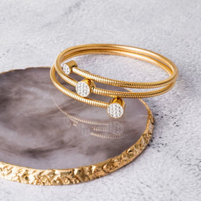 Brazalete Espiral Cristais Bañado en Oro 18k