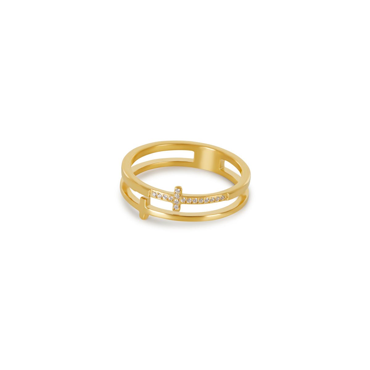 Anillo Cruz Bañado en Oro 18k