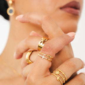 Anillo Cruz Bañado en Oro 18k