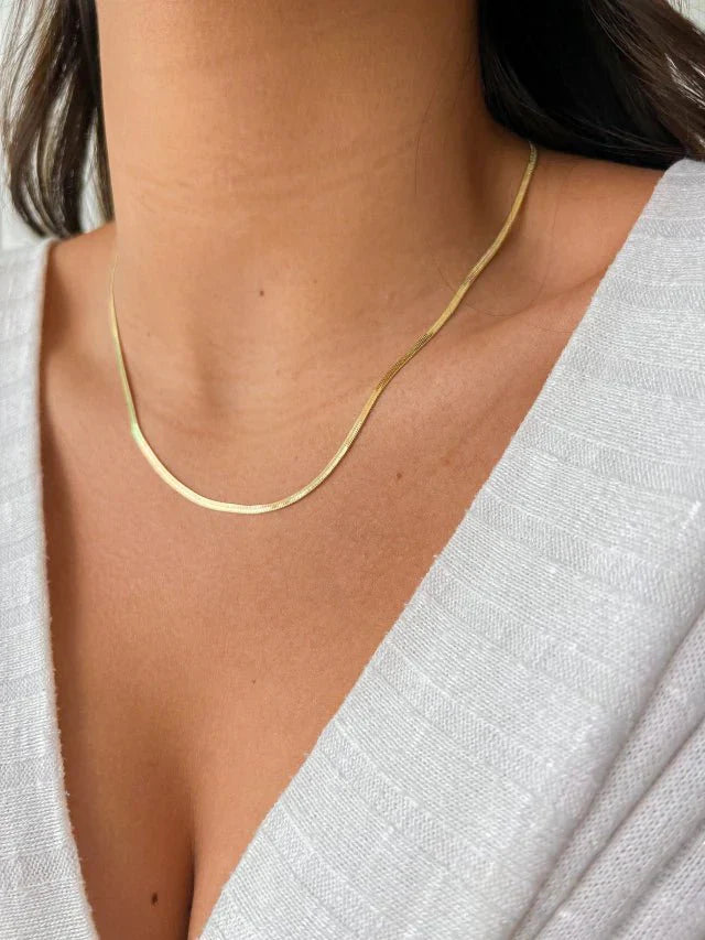 Collar Malha Snake Fina 2mm Bañado en Oro 18k