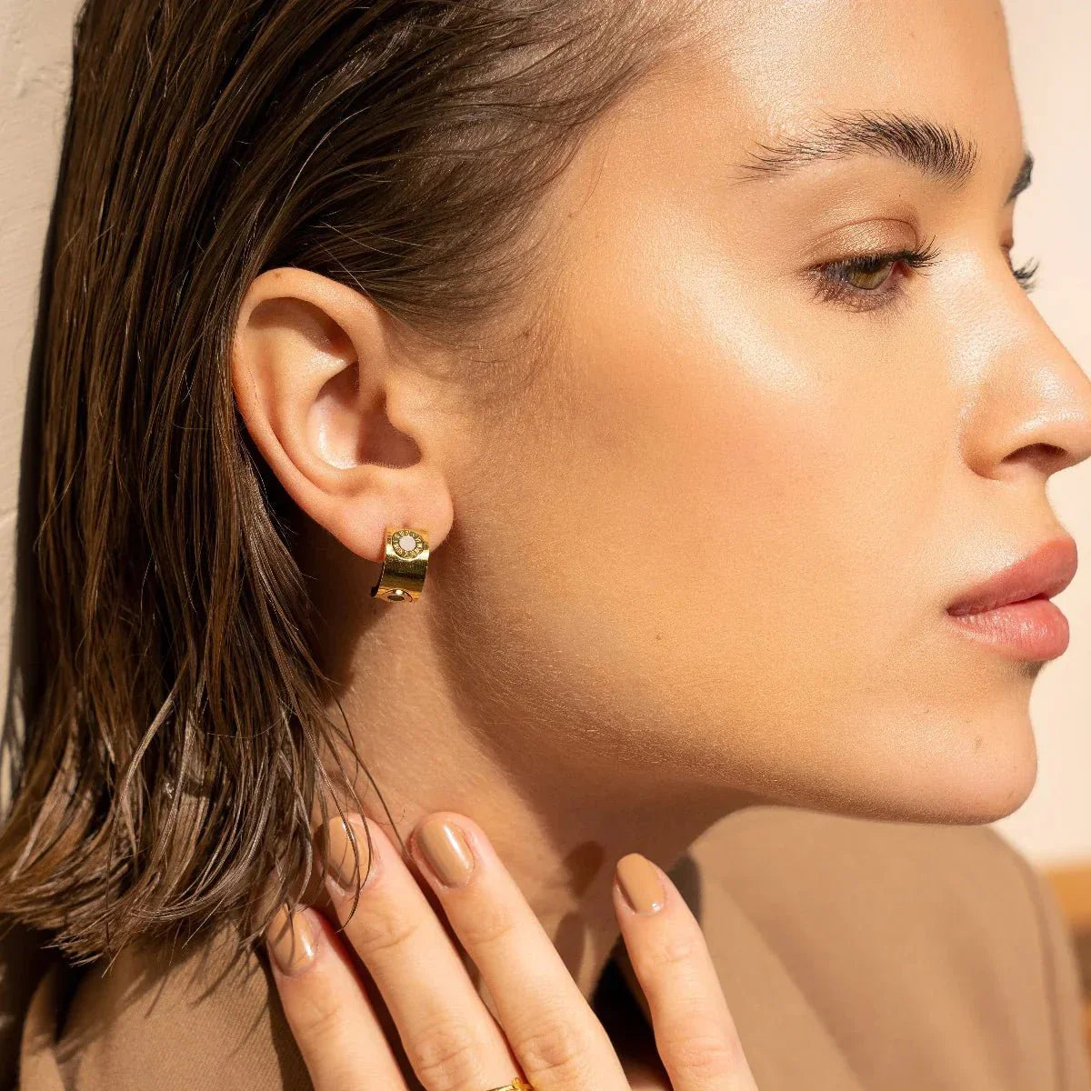 Aro Giratório Numeral Romanos Bañado en Oro 18K