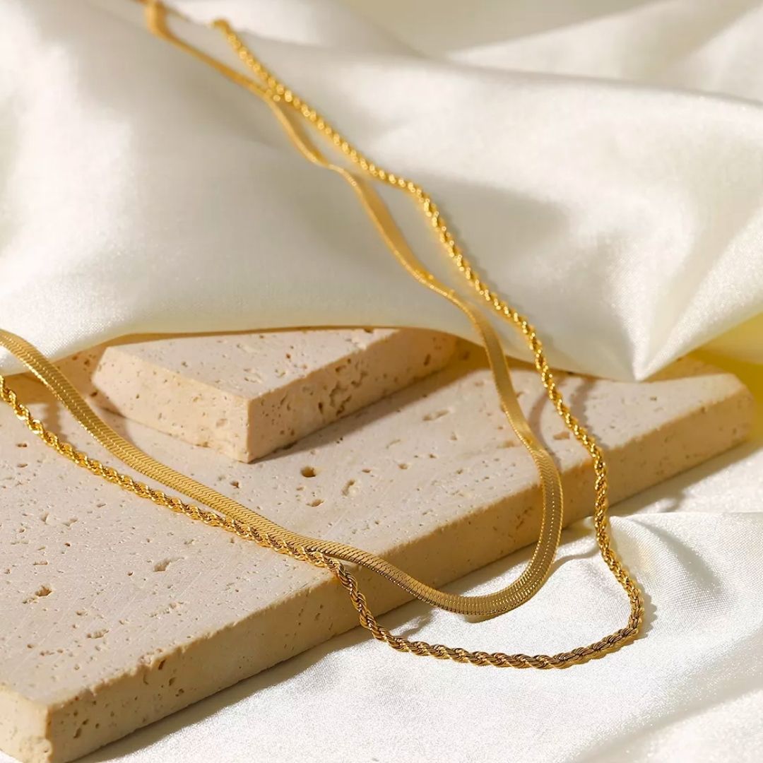 Mix Collar Melina Bañado en Oro 18k