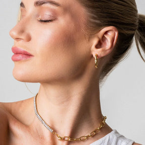 Collar Gargantilha Riviera Baguete Bañado en Oro 18k