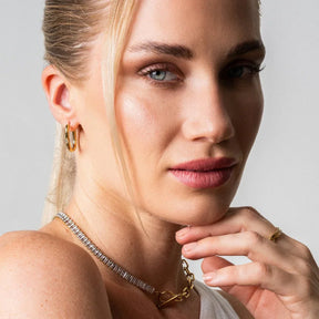 Collar Gargantilha Riviera Baguete Bañado en Oro 18k