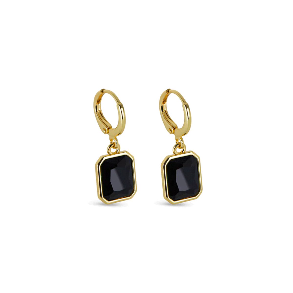 Aro Argolinha Cristal Preto Bañado en Oro 18k
