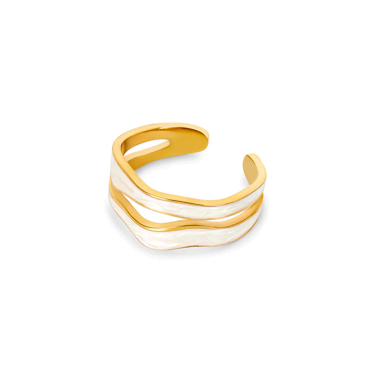Anillo Abstrato Madrepérola Ajustable Banho em Oro 18k