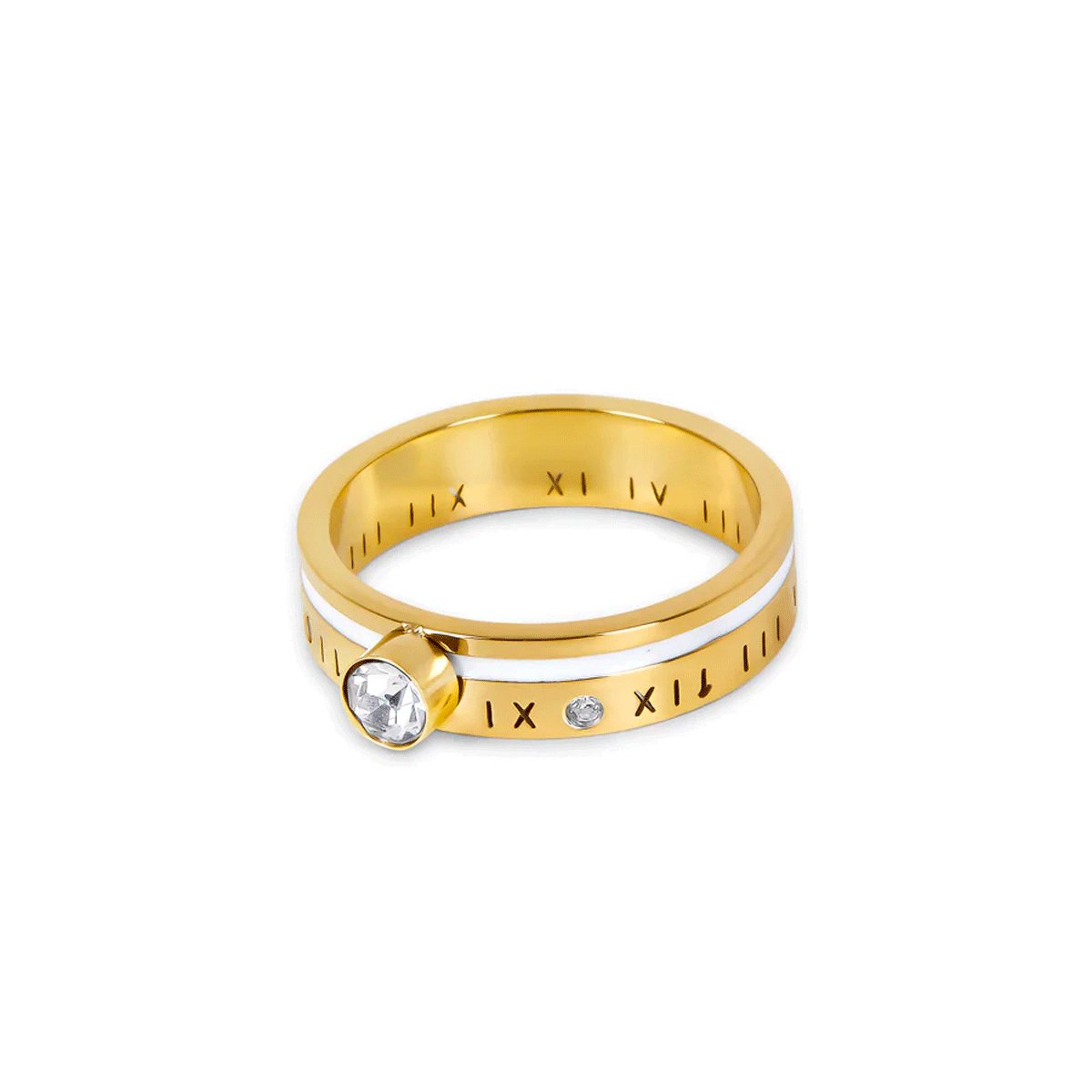 Anillo Rainha Piedra Cristal Bañado en Oro 18k