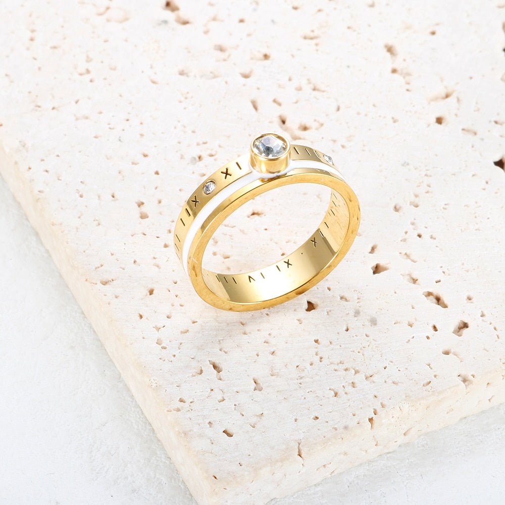 Anillo Rainha Piedra Cristal Bañado en Oro 18k