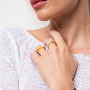 Anillo Parafuso Plano Bañado en Oro 18k