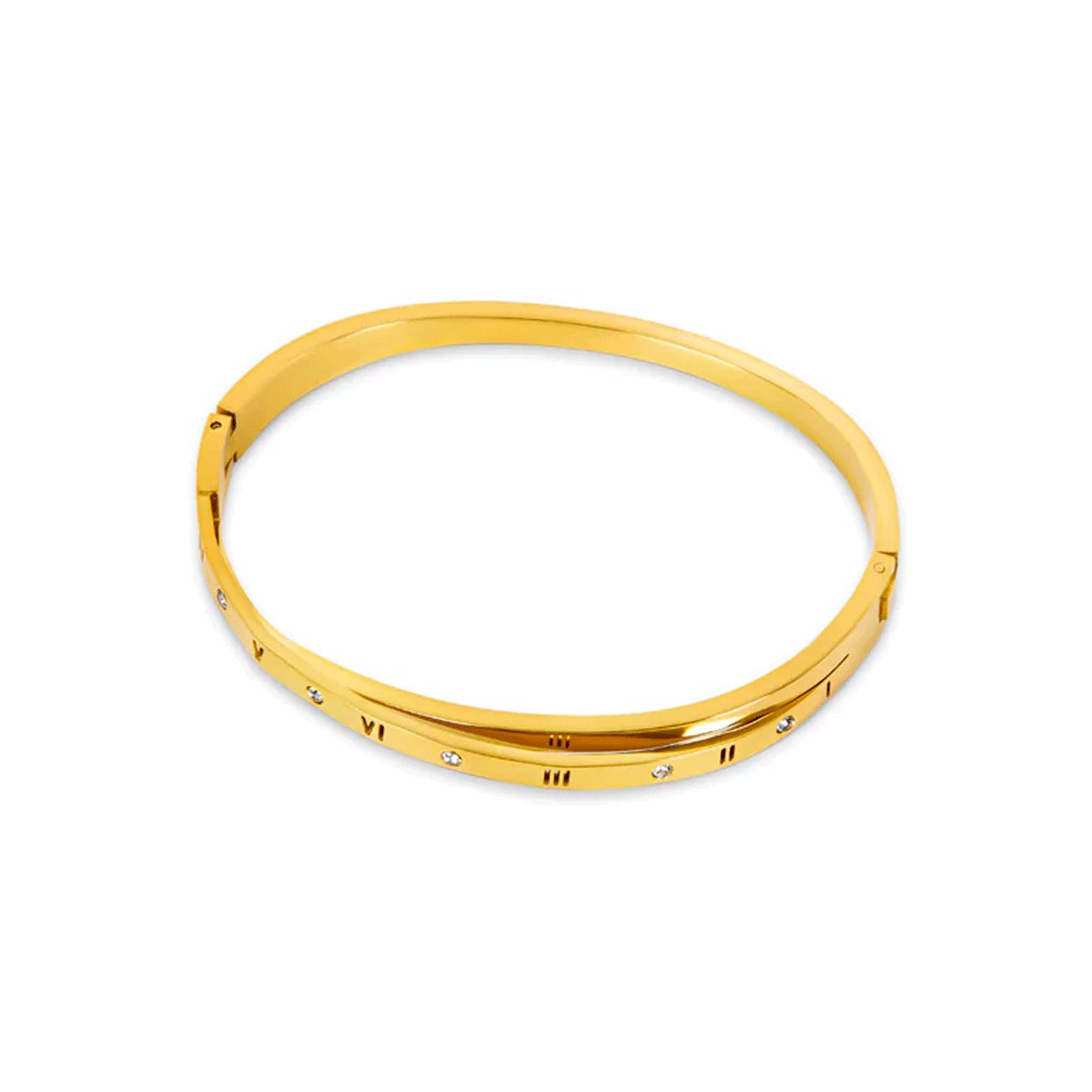 Brazalete Algarismo Romanos Entrelaçados Banho Oro 18k