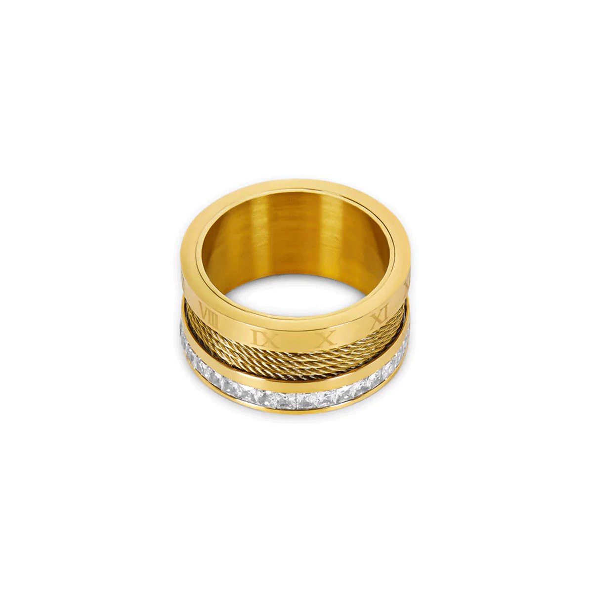 Anillo Arame e Cristais Bañado en Oro 18k