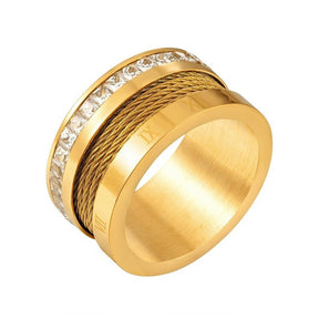 Anillo Arame e Cristais Bañado en Oro 18k