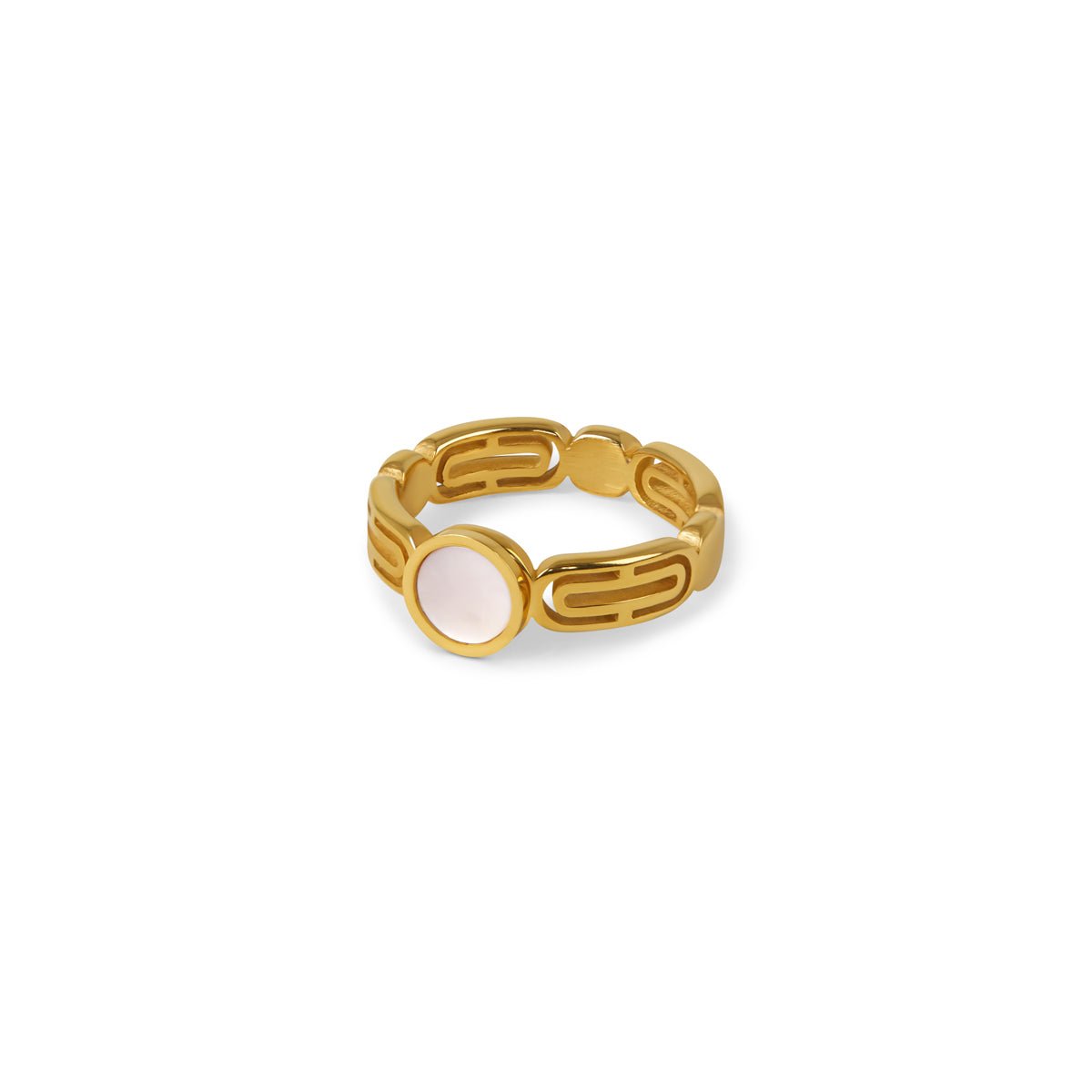 Anillo Athena Piedra Madrepérola Bañado en Oro 18K