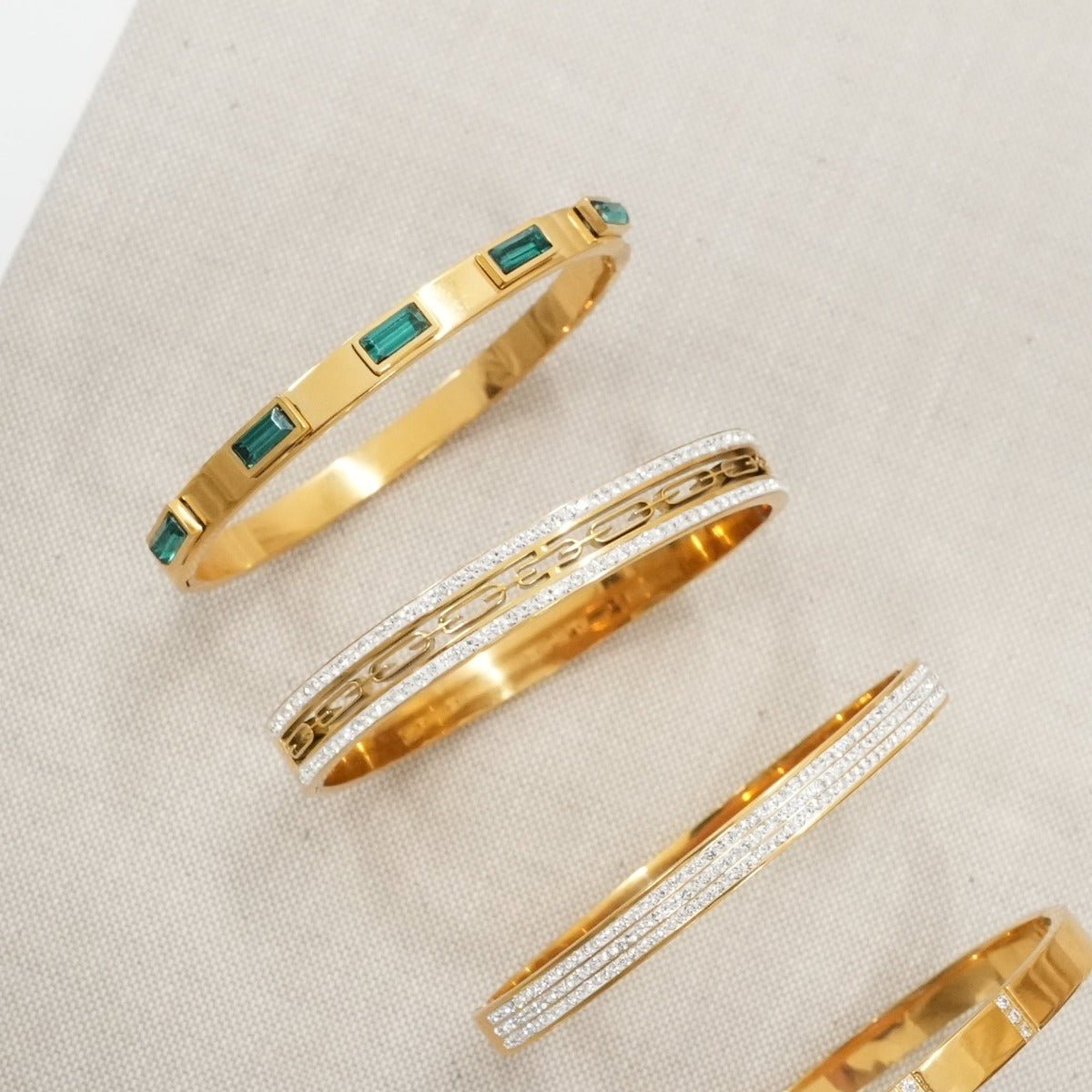 Brazalete Ivy Piedra Cristais Bañado en Oro 18k