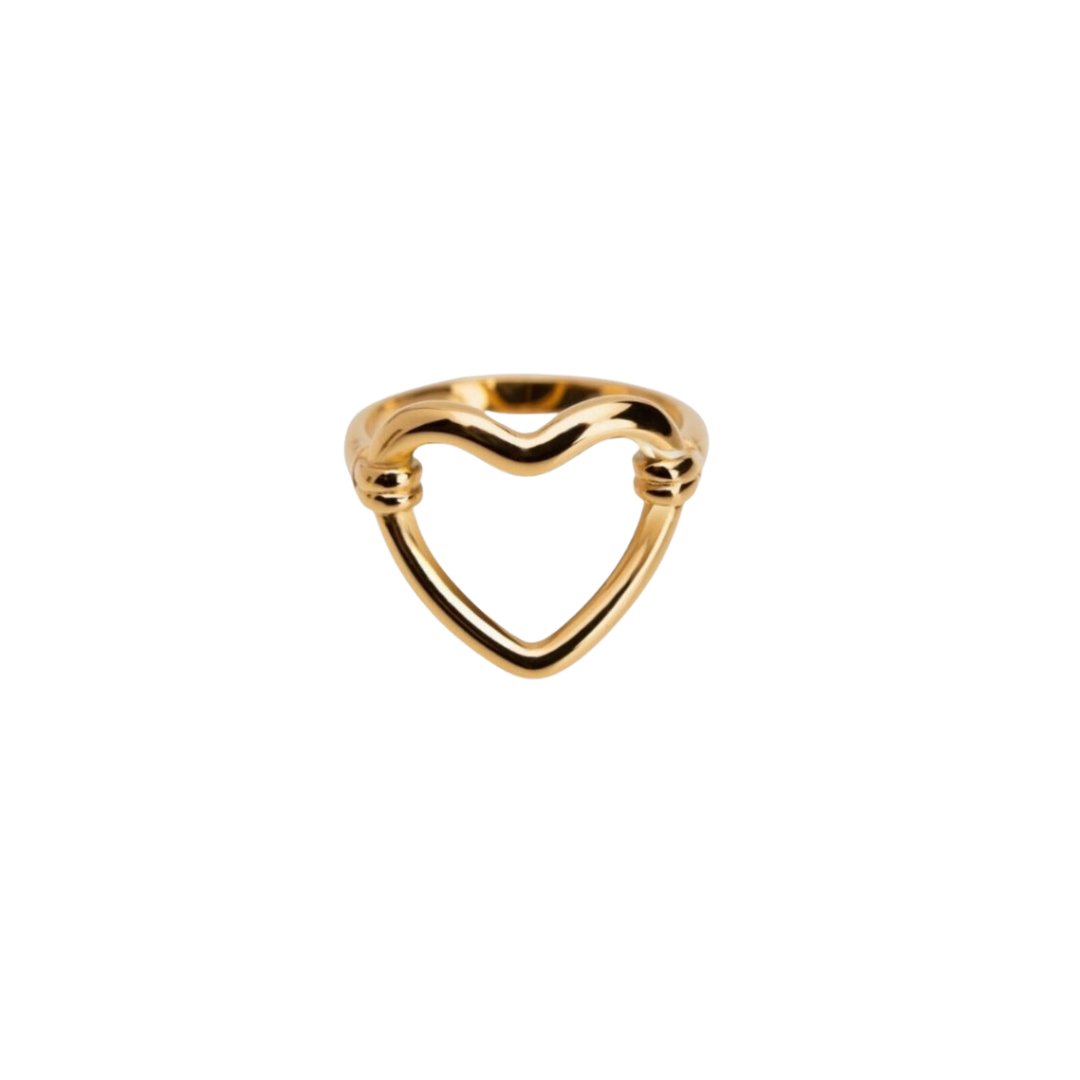 Anillo  Corazón Vazado Bañado en Oro 18k