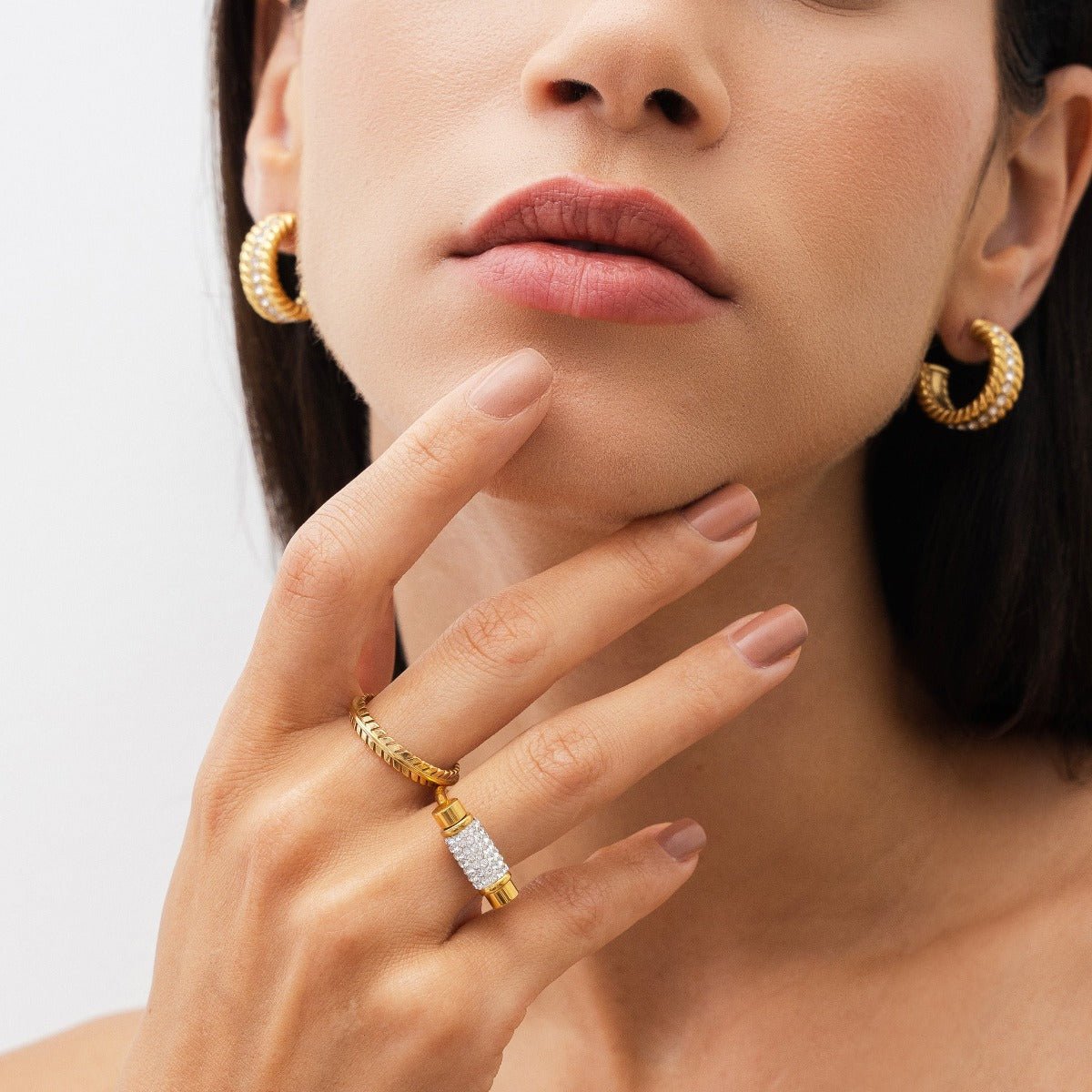 Anillo Glitz Giratório Bañado en Oro 18K