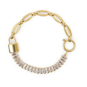 Pulsera Lock Riviera Baguete Bañado en Oro 18K