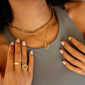 Collar Serpente Colgante Bañado en Oro 18K