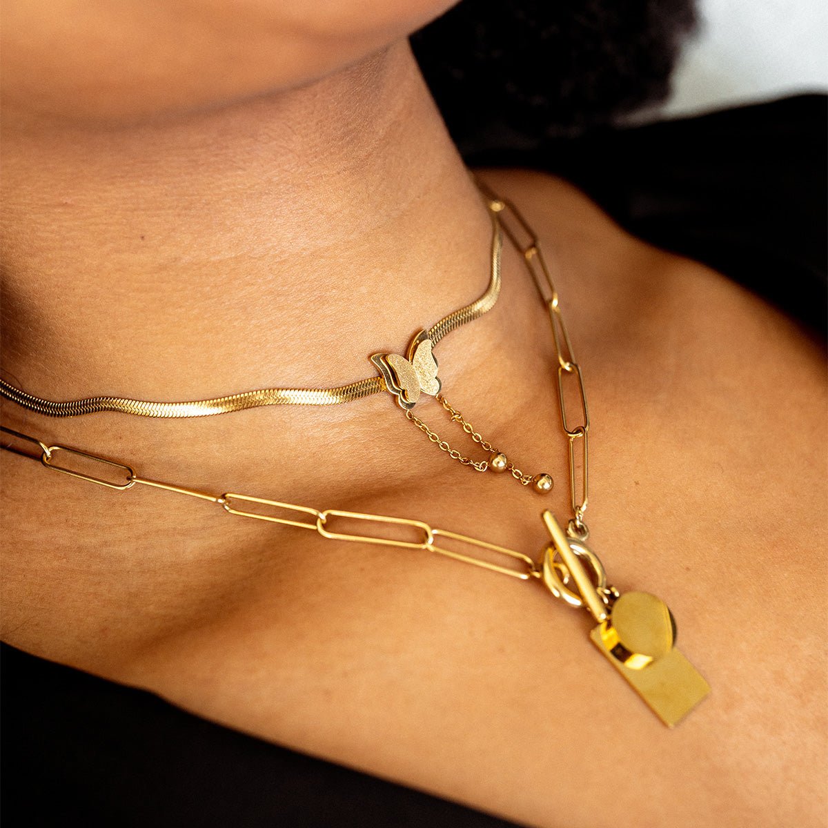 Collar Malha Borboleta Livre Bañado en Oro 18K