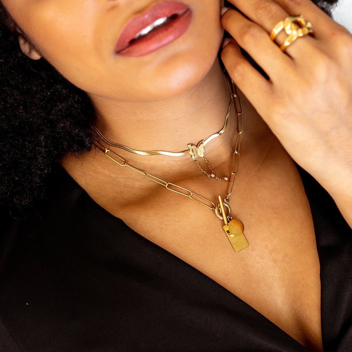 Collar Malha Borboleta Livre Bañado en Oro 18K