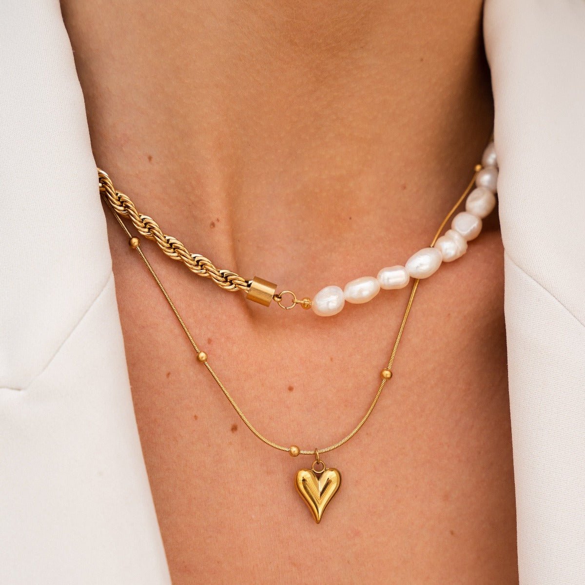 Collar Life Love  Corazón Bañado en Oro 18K