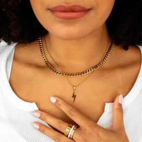 Collar Energia Colgante Raio Bañado en Oro 18K