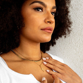 Collar Energia Colgante Raio Bañado en Oro 18K