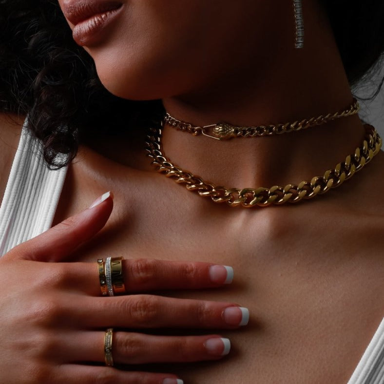 Collar Choker Serpente Bañado en Oro 18K