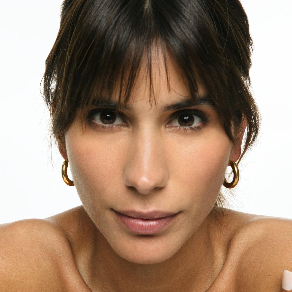 Aro de Argola Tubo Lele M Bañado en Oro 18K