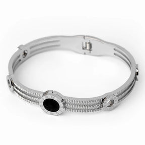 Brazalete Tríplice Ônix Bañado en Oro 18k