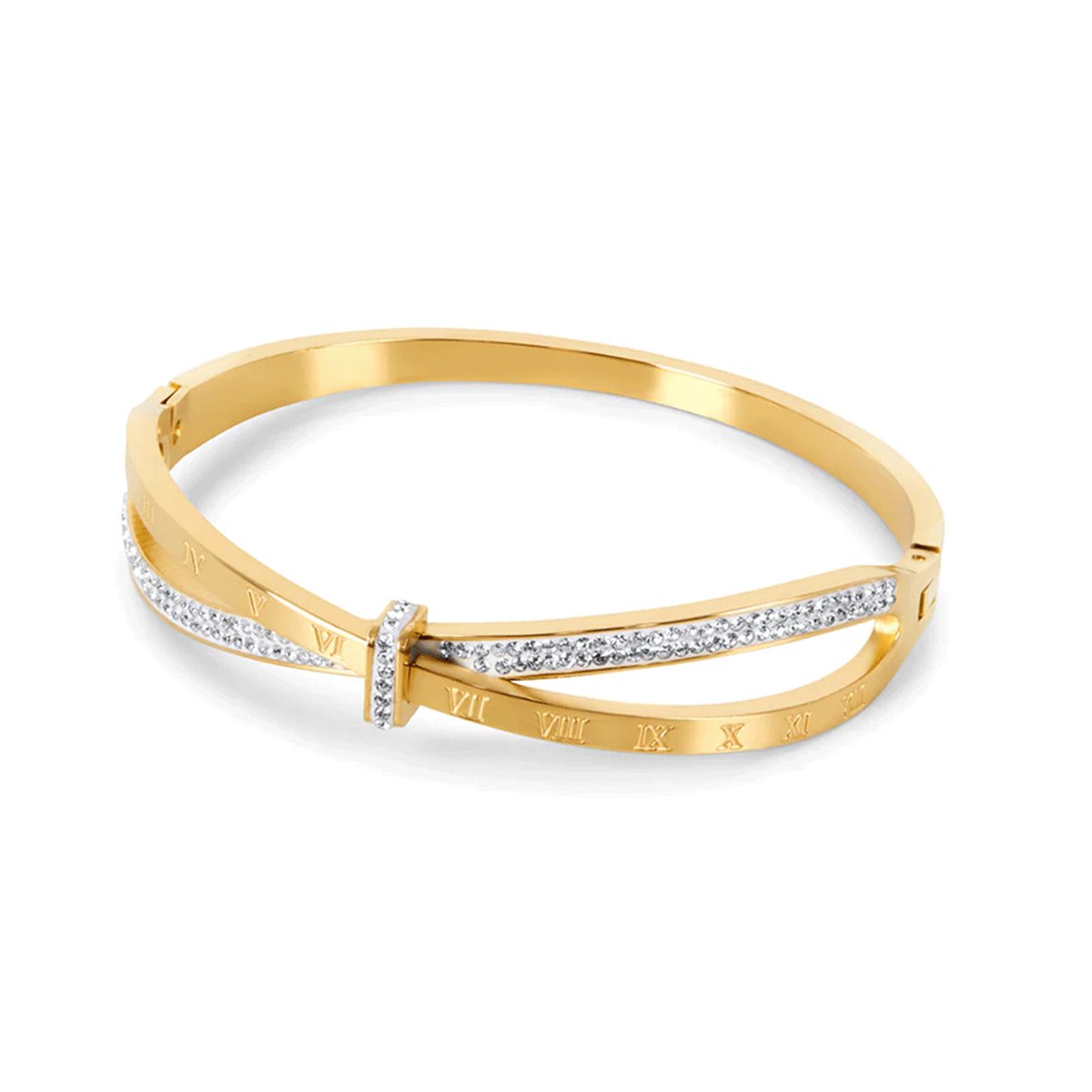 Brazalete Romano Zirconia Bañado en Oro 18K