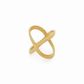 Anillo em X Bañado en Oro 18K