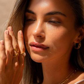 Anillo em X Bañado en Oro 18K