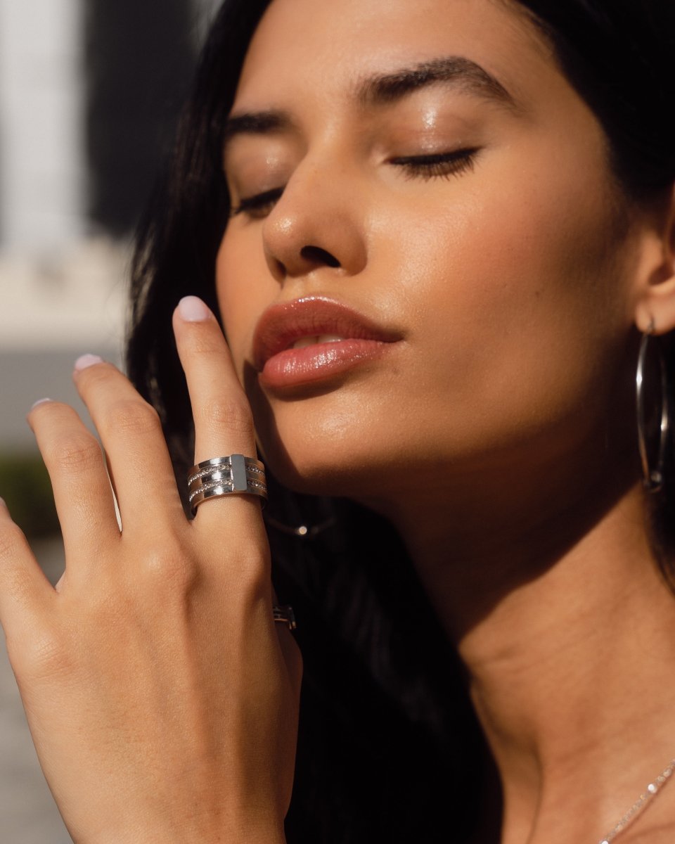 Anillo Caviar Stack - Plata