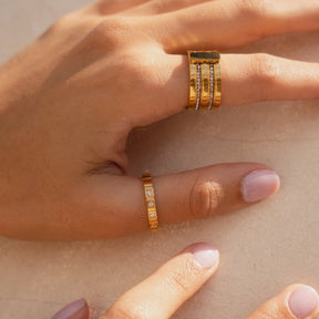 Anillo Caviar Stack Bañado en Oro 18K