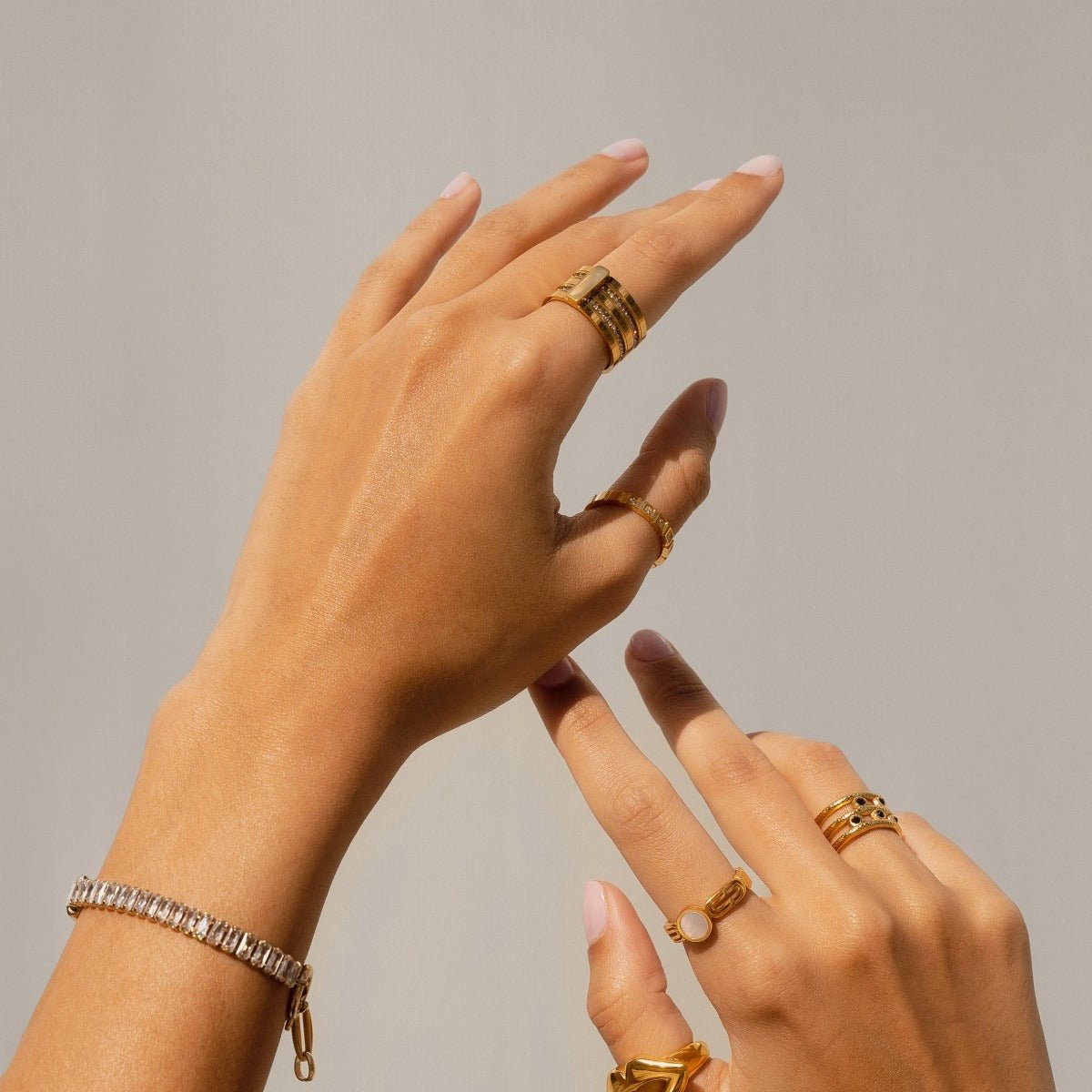 Anillo Caviar Stack Bañado en Oro 18K