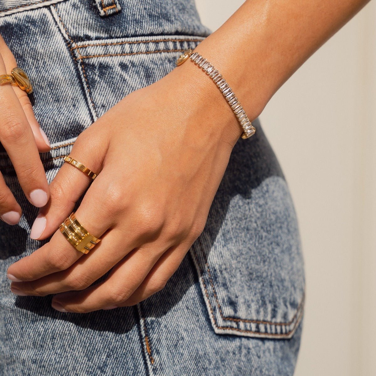 Anillo Caviar Stack Bañado en Oro 18K