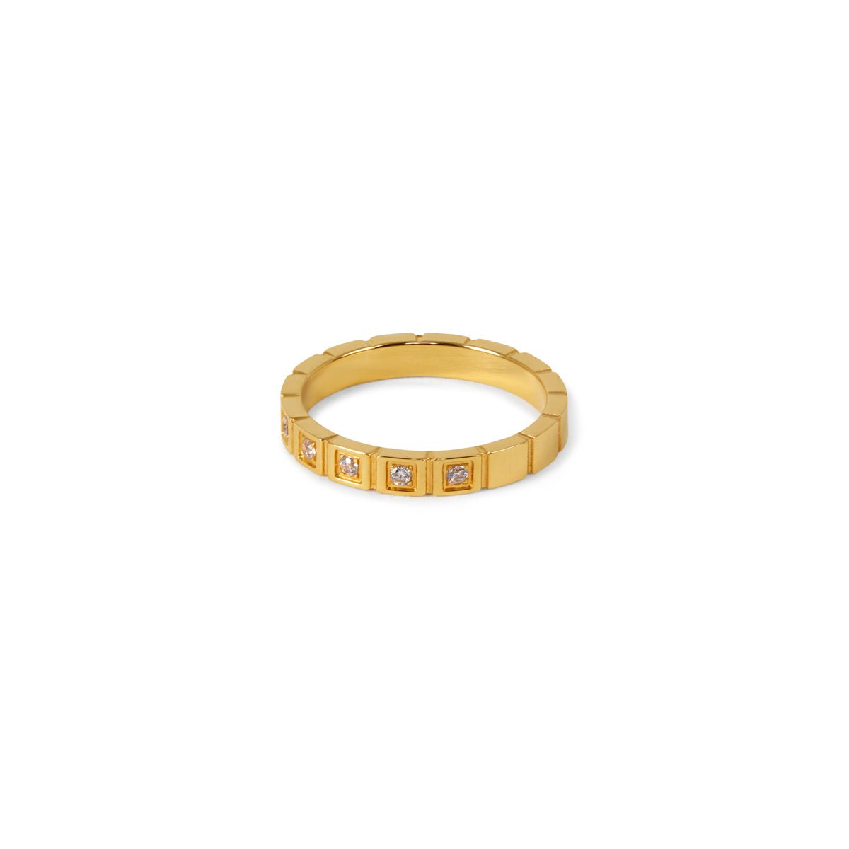 Anillo Blocos de Piedra Bañado en Oro 18K